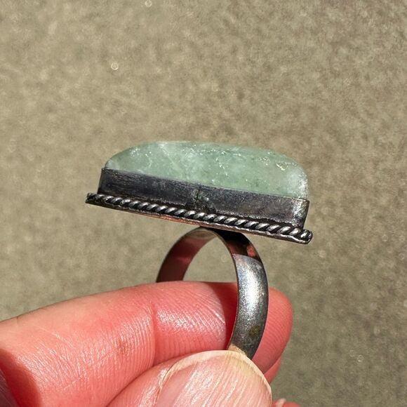 NEW Green Aventurine Quartz Boho Triangle Shaped Ring Adjustable / One-Size - Picture 5 of 9